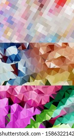 Abstract geometric triangle background, art, artistic, bright, colorful, design. Mosaic, color background. Mosaic texture. The effect of stained glass. EPS 10 Vector