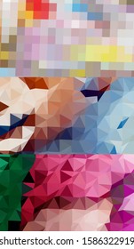 Abstract geometric triangle background, art, artistic, bright, colorful, design. Mosaic, color background. Mosaic texture. The effect of stained glass. EPS 10 Vector