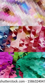 Abstract geometric triangle background in artistic, bright, and colorful, design style. Mosaic, color background. Mosaic texture. The effect of stained glass. EPS 10 Vector
