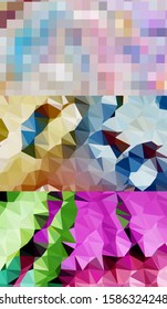 Abstract geometric triangle background in artistic, bright, and colorful, design style. Mosaic, color background. Mosaic texture. The effect of stained glass. EPS 10 Vector