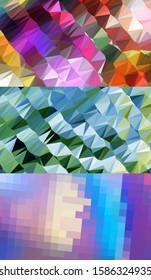 Abstract geometric triangle background in an artistic, bright, and colorful design style. Mosaic, color background. Mosaic texture. The effect of stained glass. EPS 10 Vector