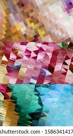 Abstract geometric triangle background in an artistic, bright, and colorful design style. Mosaic, color background. Mosaic texture. The effect of stained glass. EPS 10 Vector