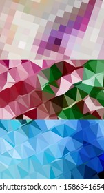 Abstract geometric triangle background in an artistic, bright, and colorful design style. Mosaic, color background. Mosaic texture. The effect of stained glass. EPS 10 Vector
