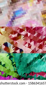 Abstract geometric triangle background in an artistic, bright, and colorful design style. Mosaic, color background. Mosaic texture. The effect of stained glass. EPS 10 Vector