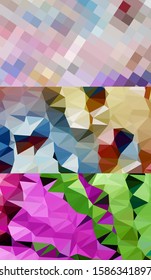 Abstract geometric triangle background in an artistic, bright, and colorful design style. Mosaic, color background. Mosaic texture. The effect of stained glass. EPS 10 Vector