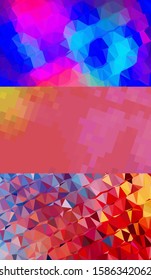 Abstract geometric triangle background in an artistic, bright, and colorful design style. Mosaic, color background. Mosaic texture. The effect of stained glass. EPS 10 Vector