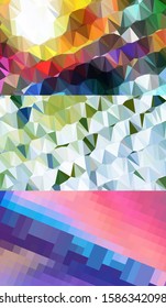 Abstract geometric triangle background in an artistic, bright, and colorful design style. Mosaic, color background. Mosaic texture. The effect of stained glass. EPS 10 Vector