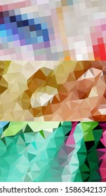 Abstract geometric triangle background in an artistic, bright, and colorful design style. Mosaic, color background. Mosaic texture. The effect of stained glass. EPS 10 Vector