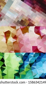 Abstract geometric triangle background in an artistic, bright, and colorful design style. Mosaic, color background. Mosaic texture. The effect of stained glass. EPS 10 Vector
