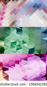 Abstract geometric triangle background in an artistic, bright, and colorful design style. Mosaic, color background. Mosaic texture. The effect of stained glass. EPS 10 Vector