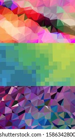 Abstract geometric triangle background in an artistic, bright, and colorful design style. Mosaic, color background. Mosaic texture. The effect of stained glass. EPS 10 Vector