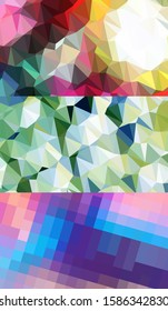 Abstract geometric triangle background in an artistic, bright, and colorful design style. Mosaic, color background. Mosaic texture. The effect of stained glass. EPS 10 Vector