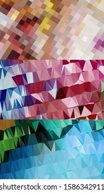 Abstract geometric triangle background in an artistic, bright, and colorful design style. Mosaic, color background. Mosaic texture. The effect of stained glass. EPS 10 Vector