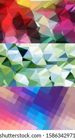 Abstract geometric triangle background in an artistic, bright, and colorful design style. Mosaic, color background. Mosaic texture. The effect of stained glass. EPS 10 Vector
