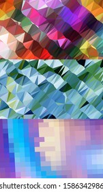 Abstract geometric triangle background in an artistic, bright, and colorful design style. Mosaic, color background. Mosaic texture. The effect of stained glass. EPS 10 Vector