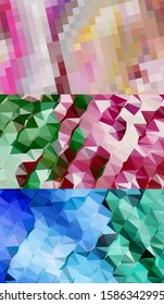 Abstract geometric triangle background in an artistic, bright, and colorful design style. Mosaic, color background. Mosaic texture. The effect of stained glass. EPS 10 Vector