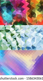 Abstract geometric triangle background in an artistic, bright, and colorful design style. Mosaic, color background. Mosaic texture. The effect of stained glass. EPS 10 Vector