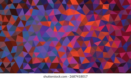 abstrakter geometrischer Dreieck-Hintergrund mit violetten Orange- und blauen nahtlosen Low-Poly-Mustern