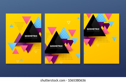 Abstract geometric triangle banners. Brochure template. Vector illustration. 