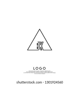 abstract geometric triangle BK logo letters design concept in shadow shape