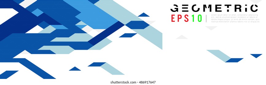Abstract geometric triangle blue banner mosaic pattern element on white. Corporate business or technology identity element, online presentation website element, vector illustration