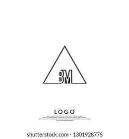 abstract geometric triangle BM logo letters design concept in shadow shape