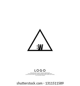 abstract geometric triangle BW logo letters design concept in shadow shape