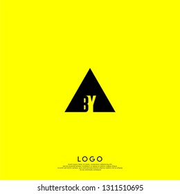 abstract geometric triangle BY logo letters design concept in shadow shape
