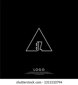 abstract geometric triangle BZ logo letters design concept in shadow shape