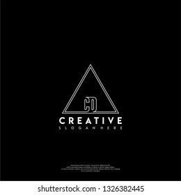 abstract geometric triangle CD logo letters design concept in shadow shape