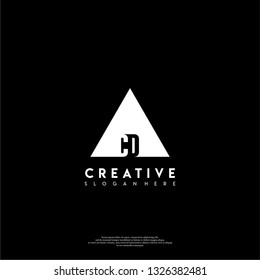abstract geometric triangle CD logo letters design concept in shadow shape