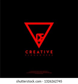 abstract geometric triangle CF logo letters design concept in shadow shape