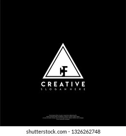 abstract geometric triangle CF logo letters design concept in shadow shape