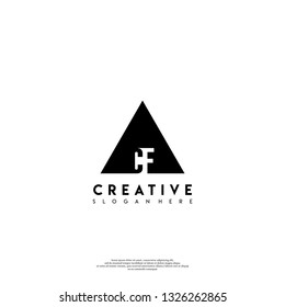abstract geometric triangle CF logo letters design concept in shadow shape