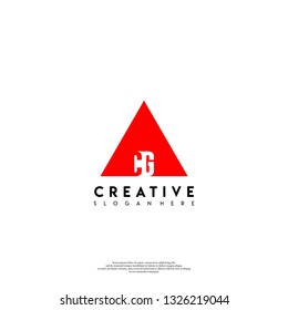 abstract geometric triangle CG logo letters design concept in shadow shape
