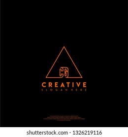 abstract geometric triangle CG logo letters design concept in shadow shape