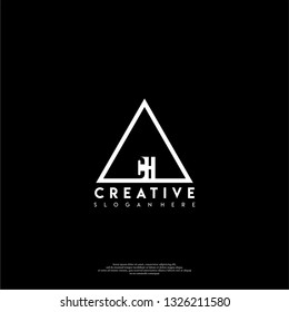 abstract geometric triangle CH logo letters design concept in shadow shape