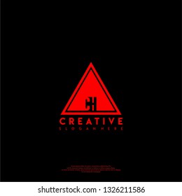 abstract geometric triangle CH logo letters design concept in shadow shape