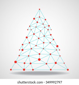 Abstract geometric triangle christmas tree, network connections. Vector illustration. Eps 10