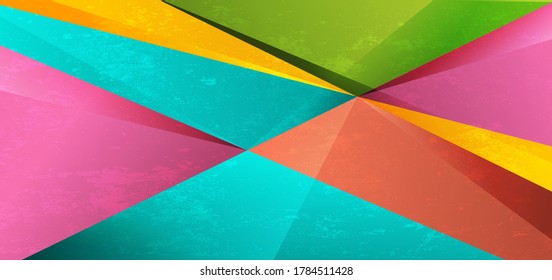 Resumen del vibrante de color del triángulo geométrico con fondo de textura gruesa. Puede usar para publicidad, afiche, plantilla, presentación comercial. Ilustración del vector