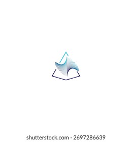 Abstract Geometric Triangle Composition with Gradient Blue Lines on White Background
