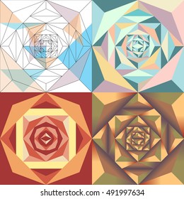 Abstract geometric triangle decorative color combination graphic illustration set