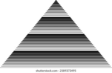 Abstract Geometric Triangle Design with Horizontal Stripes Creating a Minimalist Optical Illusion and Modern Symmetrical Pattern