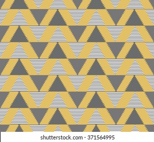 Abstract geometric triangle with doodle line on orange background pattern seamless wallpaper. Vector image
