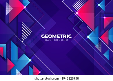 Abstraktes geometrisches Dreieck - Blau und rosafarbener Hintergrund mit diagonalen Linien