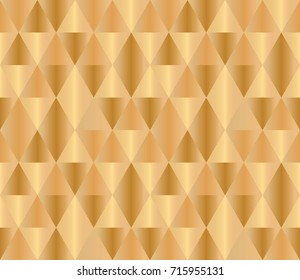 Abstract Geometric Triangle Gold Checkered Metallic Seamless Background For Scrapbook, Flyers, Posters, Web, Greeting Cards.
