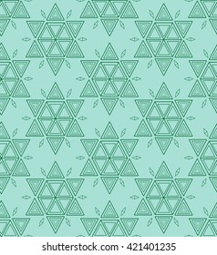Abstract  geometric triangle  green seamless pattern. Vector background