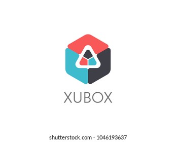 abstract geometric triangle in hexagonal cube box logo icon for corporate business, apps, data technology. letter Y symbol template Vector illustration.