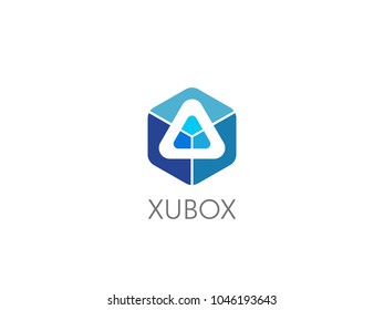 abstract geometric triangle in hexagonal cube box logo icon for corporate business, apps, data technology. letter Y symbol template Vector illustration.
