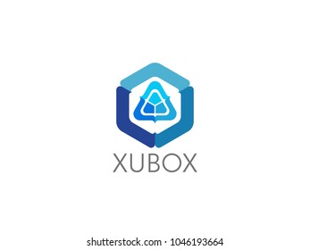 abstract geometric triangle in hexagonal cube box logo icon for corporate business, apps, data technology. letter Y symbol template Vector illustration.